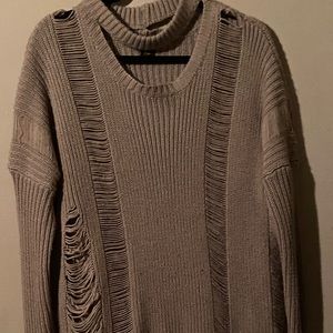 FASHION Q Ripped Distressed Long Sleeve sweater